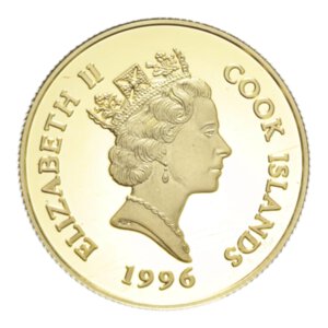 obverse: COOK ISLANDS ELISABETTA II 100 DOLLARS 1996 AU. 7,76 GR. PROOF