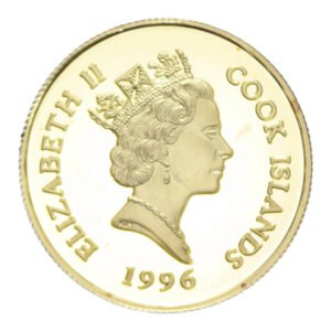 obverse: COOK ISLANDS ELISABETTA II 100 DOLLARS 1996 AU. 7,81 GR. PROOF