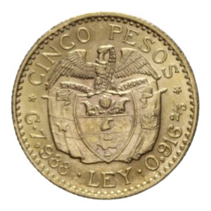reverse: COLOMBIA 5 PESOS 1925 AU. 7,99 GR. FDC