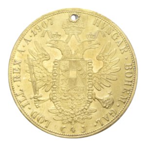 reverse: AUSTRIA FRANCESCO GIUSEPPE I 4 DUCAT 1907 A AU. 13,90 GR. BB-SPL (FORO - TRACCE DI PULIZIA)