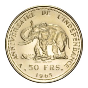 reverse: CONGO KASA-VUBU 50 FRANCS 1965 AU. 16,08 GR. PROOF (LEGGERI SEGNETTI AL D/)