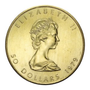 reverse: CANADA ELISABETTA II 50 DOLLARS 1979 AU. 31,20 GR. qFDC (SEGNETTI)