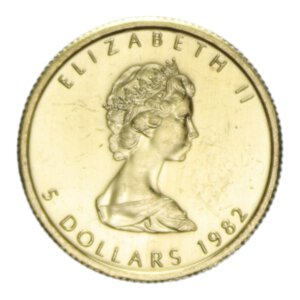 reverse: CANADA ELISABETTA II 5 DOLLARS 1982 AU. 3,13 GR. PROOF (SEGNETTI)