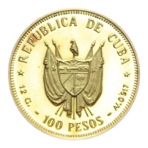 reverse: CUBA 100 PESOS 1977 AU. 12,17 GR. PROOF