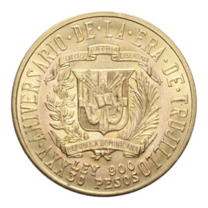 reverse: DOMINICANS  REPUBLIC 30 PESOS 1955 AU. 29,70 GR. qFDC/FDC (SEGNETTI)