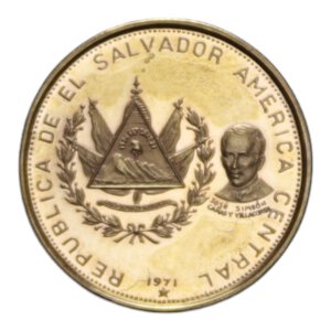 obverse: EL SALVADOR 25 COLONES 1971 AU. 2,98 GR. PROOF 