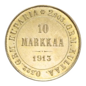 reverse: FINLAND 10 MARKKAA 1913 AU. 3,23 GR. FDC