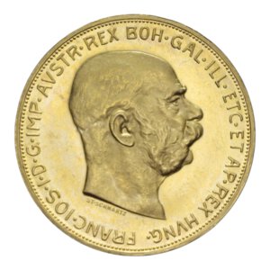 obverse: AUSTRIA FRANCESCO GIUSEPPE I 100 CORONA 1915 AU. 33,91 GR. qFDC/PROOF (RESTRIKE)