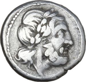 obverse: VB series. AR Victoriatus, uncertain Samnite mint (Beneventum?), 212 BC.