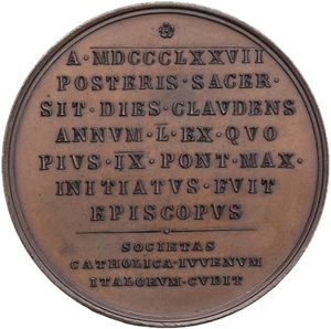 reverse: Pio IX (1846-1878), Giovanni Mastai Ferretti. Medaglia straordinaria, A. XXXI per il Giubileo episcopale.