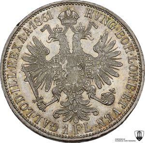 reverse: Austria.  Franz Joseph I (1848-1916). AR Florin 1861A