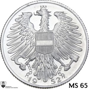 obverse: Austria.  Second Republic (1945- ). AL 5 Schilling 1952