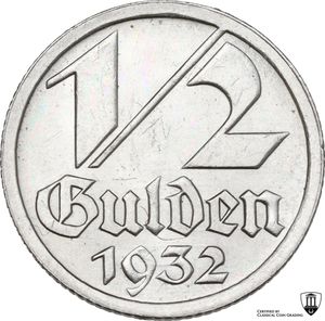 reverse: Danzig.  Free City (1920-1933). NI 1/2 Gulden 1932