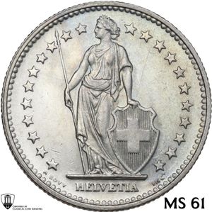 obverse: Switzerland. AR 2 Francs 1928