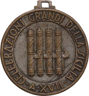 obverse: Medaglia A. XVII con appiccagnolo per le Celebrazioni Grandi della Sicilia. 