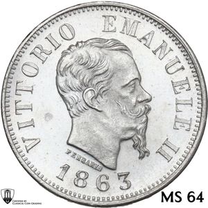 obverse: Vittorio Emanuele II (1861-1878). 50 centesimi 1863 N.
