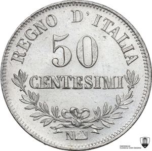 reverse: Vittorio Emanuele II (1861-1878). 50 centesimi 1863 N.