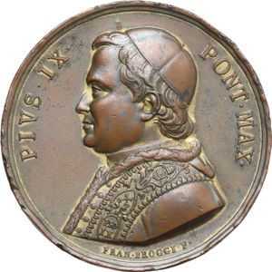 obverse: Pio IX (1846-1878), Giovanni Mastai Ferretti. Medaglia 2 Marzo 1848 per le sollevazioni in Lombardia contro gli Austriaci.