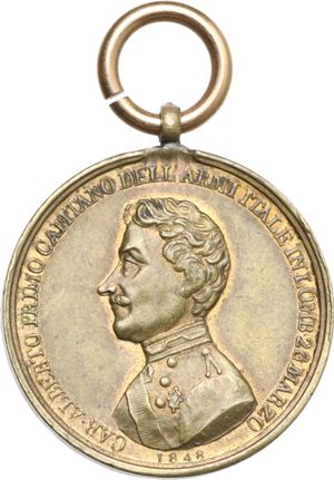 reverse: Pio IX (1846-1878), Giovanni Mastai Ferretti. Medaglietta ovale con appiccagnolo per i sollevamenti in Lombardia contro gli Austriaci. 