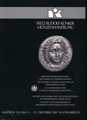 obverse: Kunker Germania Asta n. 133 2007. Friedrich Popken collection di monete greche. Pp. 348, foto a colori, condizioni ottime.