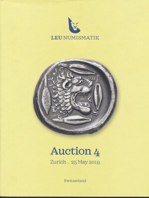 obverse: Leu Numismatik. Asta n. 4  maggio 2019 Svizzera. Monete antiche. Pp 528, foto a colori, copertina rigida cartonata in tela con sovraccoperta, condizioni buone.