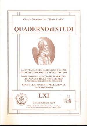 obverse: AA.VV. Quaderno di studi n. 61. La battaglia del Garigliano del 1503. Ripostiglio scoperto a Cingoli. Circolo Numismatico 