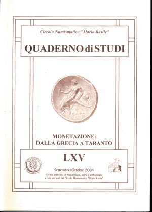 obverse: AA.VV. Quaderno di studi n. 65. Monetazione: dalla Grecia a Taranto. Circolo Numismatico 
