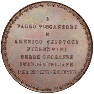 reverse: Firenze 1898. A Paolo Toscanelli e Amerigo Vespucci, fiorentini nelle onoranze Italo-Americane. R. 