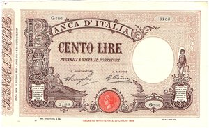 obverse: Regno d Italia. Banca d Italia. 100 Lire Matrice Fascio 11/06/1930. R. 