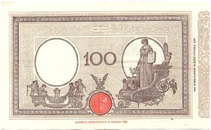 reverse: Regno d Italia. Banca d Italia. 100 Lire Matrice Fascio 11/06/1930. R. 