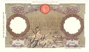 obverse: Regno d Italia. Banca d Italia. 100 Lire Roma Guerriera BI 23/08/1943. R. 