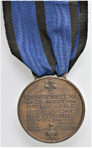 reverse: Firenze 1935/1936. 1ª Divisione Camicie Nere 23 Marzo con la 192ª Legione Francesco Ferrucci. Anno XIII/XIV. 
