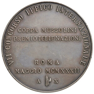 reverse: Roma 1932. Settimo concorso ippico internazionale, Coppa Mussolini Premio delle Nazioni. Anno X. R. 