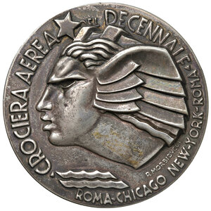obverse: Roma 1933. Crociera aerea del decennale Roma-Chicago, Chicago-Roma. Anno XI. R2. 