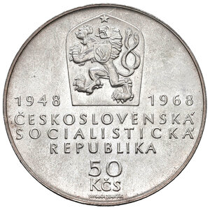 reverse: Cecoslovacchia. Repubblica Socialista (1960-1990). 50 Korun 1968.