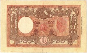 reverse: Regno d Italia. Banca d Italia. 1000 Lire Grande M BI 22/09/1943. R. 