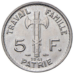 reverse: Francia. Vichy (1941-1944). 5 Franchi 1941.