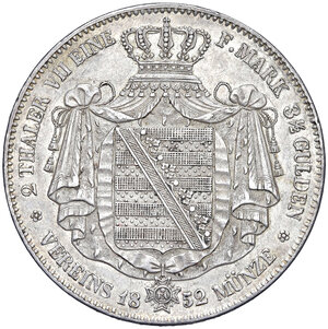 reverse: Germania, Sassonia. Friedrich August II (1836-1854). Doppio Tallero 1852.