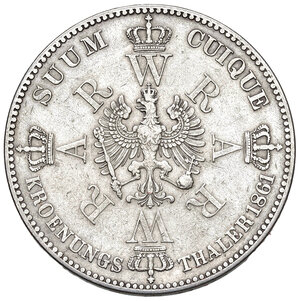 reverse: Germania, Prussia. Guglielmo I (1861-1888). Tallero 1861.