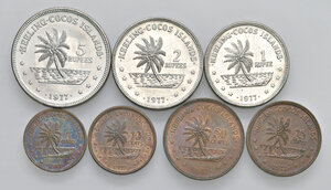 reverse: Isole Keeling Cocos. Set 7 monete (10 cent - 5 rupie) 1977. Nominali vari.
