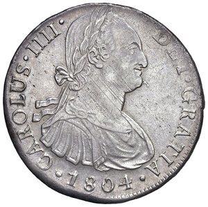 obverse: Perù, Impero Spagnolo. Carlo IV (1788-1808). 8 Reales 1804.