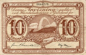 obverse: Groenlandia. 10 Kroner. 