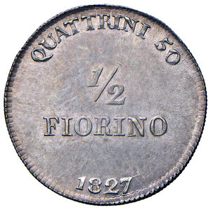 reverse: Granducato di Toscana. Leopoldo II di Lorena (1824-1859). Mezzo Fiorino 1827.