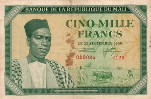 obverse: Mali. 5000 Francs 22/09/1960. 