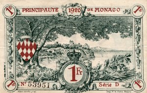 reverse: Monaco. 1 Franc 1920. 