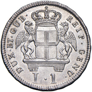 obverse: Repubblica di Genova. Dogi Biennali III Fase (1637-1797). 1 Lira 1794.