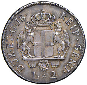 obverse: Repubblica di Genova. Dogi Biennali III Fase (1637-1797). 2 Lire 1795.