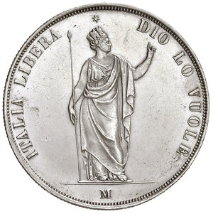 obverse: Governo Provvisorio di Lombardia. 5 Lire 1848.
