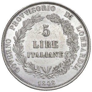 reverse: Governo Provvisorio di Lombardia. 5 Lire 1848.