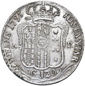 reverse: Regno di Napoli. Ferdinando IV di Borbone (1759-1816). Piastra 1795.